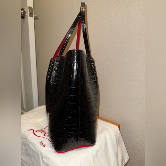 Christian Louboutin Black and Red Crocodile Texture Tote - Picture 2 of 15